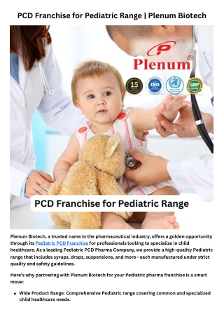 Pediatric PCD Franchise | Plenum Biotech