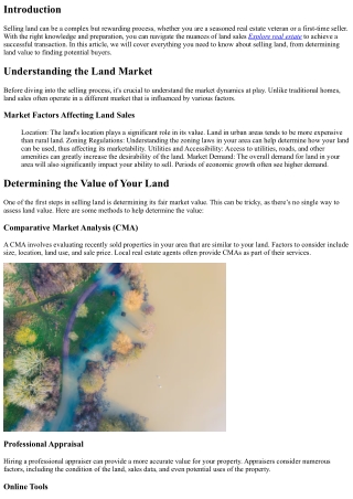 Navigating the Process of Selling Land: What You Need to Know