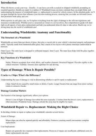 Windshield Repair vs. Replacement: Making the Right Choice