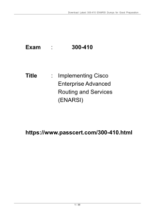 CCNP Enterprise Advanced Routing ENARSI 300-410 Dumps
