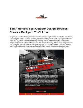 San Antonio’s Best Outdoor Design Services- Create a Backyard You’ll Love