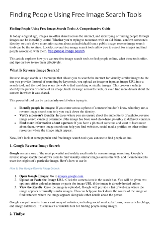 Finding People Using Free Image Search Tools