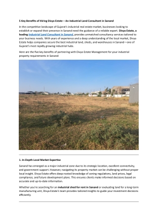 5 Key Benefits of Hiring Divya Estate