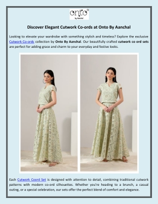 Discover Elegant Cutwork Co-ords at Onto By Aanchal