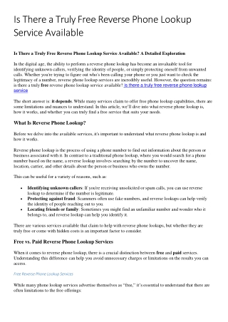 Is There a Truly Free Reverse Phone Lookup Service Available