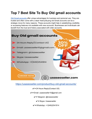 Top 7 Best Site To Buy Old gmail accounts