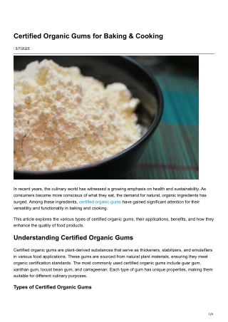 Certified Organic Gums for Baking & Cooking