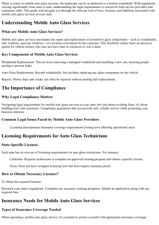 Navigating Legal Requirements for Mobile Auto Glass Services in Your State