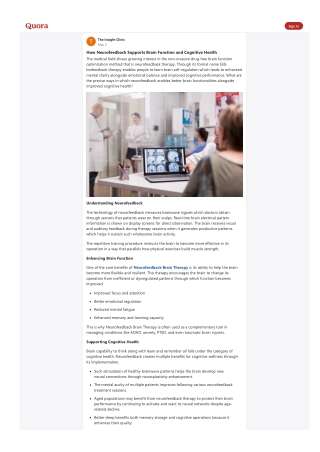 How Neurofeedback Supports Brain Function and Cognitive Health