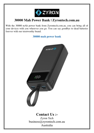 30000 Mah Power Bank | Zyrontech.com.au
