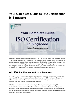 Your Complete Guide to ISO Certification in Singapore