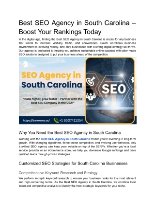 Best SEO Agency in South Carolina – Boost Your Rankings Today