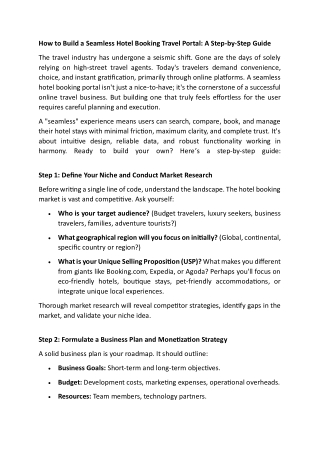 How to Build a Seamless Hotel Booking Travel Portal