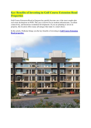 Key Benefits of Investing in Golf Course Extension Road Properties