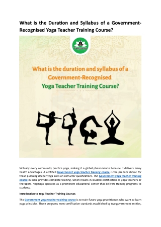 What is the Duration and Syllabus of a Government-Recognised Yoga Teacher Training Course