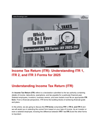Income-Tax- Return-(ITR)-Understanding- ITR 1-ITR 2-and ITR 3-Forms-for -2025