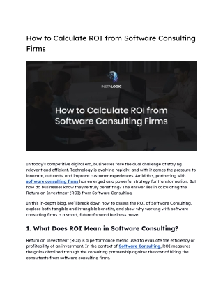 How to Calculate ROI from Software Consulting Firms