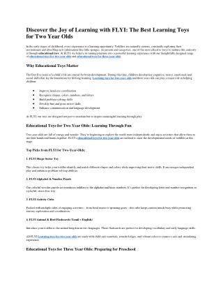 Educational Toys for Three Year Olds