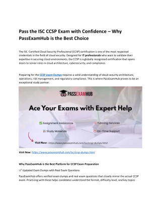 Secure Your Future Pass the CCSP Exam Fast with PassExamHub’s Expert Tools