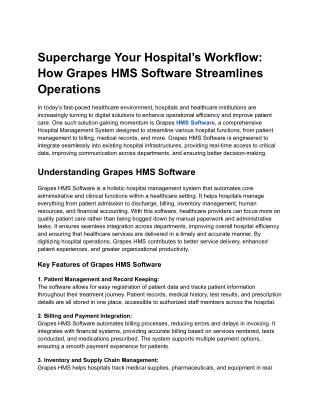 Supercharge Your Hospital’s Workflow_ How Grapes HMS Software Streamlines Operations
