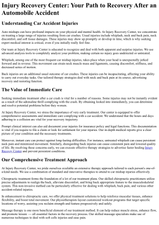 Injury Recovery Center