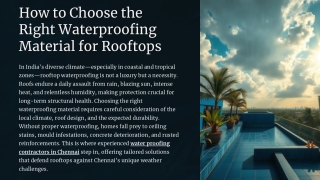 How to Choose the Right Waterproofing Material for Rooftops