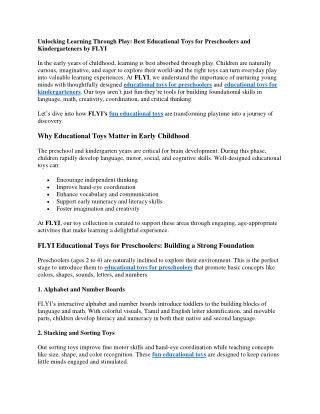 Fun educational Toys | FLYI