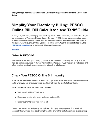 "Check Your PESCO Old Bill History Online – Easy Access to Past Electricity Bill
