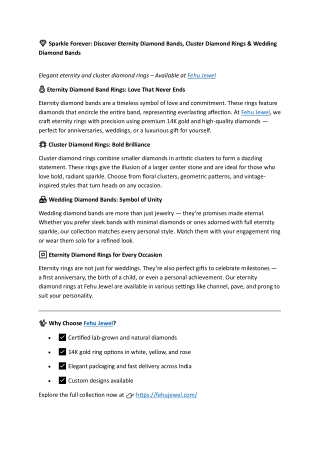 Sparkle Forever: Discover Eternity Diamond Bands, Cluster Diamond Rings & Weddin