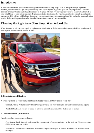 Choosing the Right Auto Glass Shop: What to Look For