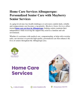 Home Care Services Albuquerque Personalized Senior Care with Mayberry Senior Services