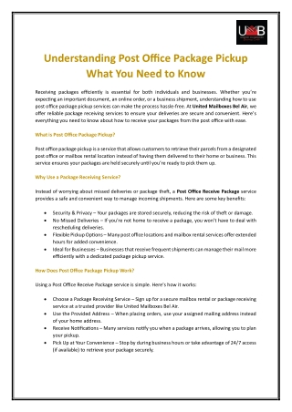 Understanding Post Office Package Pickup What You Need to Know