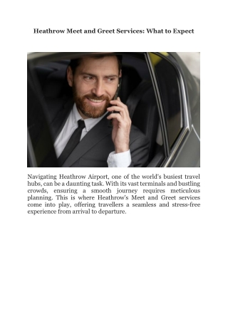 Heathrow Meet and Greet Services