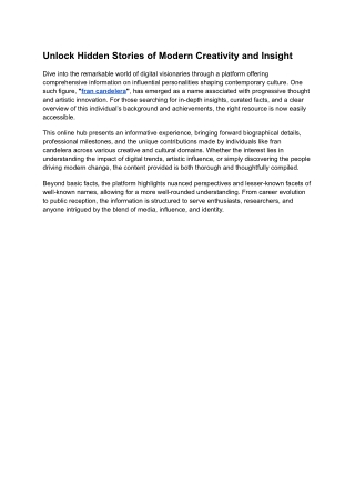 Unlock Hidden Stories of Modern Creativity and Insight