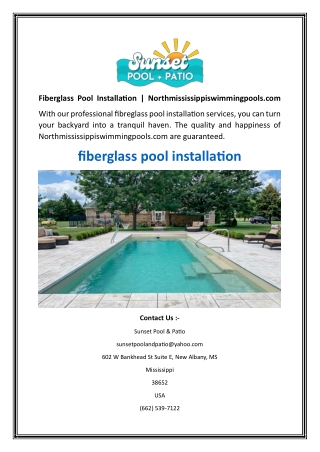 Fiberglass Pool Installation  Northmississippiswimmingpools.com