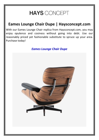 Eames Lounge Chair Dupe  Haysconcept.com