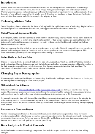 The Future of Selling Land: Trends to Watch