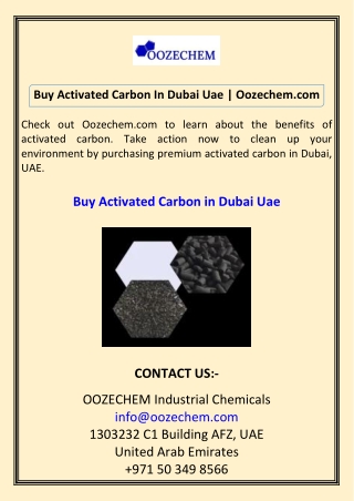 Buy Activated Carbon In Dubai Uae  Oozechem.com