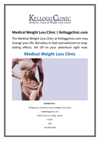 Medical Weight Loss Clinic  Kelloggclinic.com