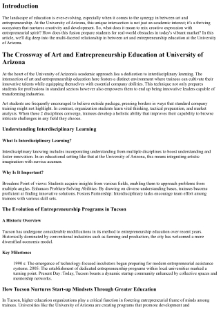 The Crossway of Art and Entrepreneurship Education at University of Arizona