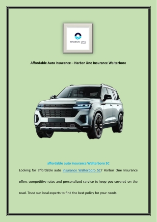 Affordable Auto Insurance – Harbor One Insurance Walterboro