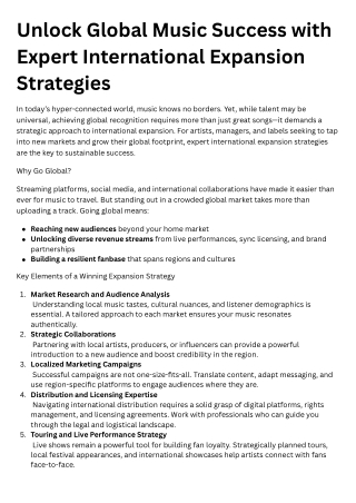 Unlock Global Music Success with Expert International Expansion Strategies