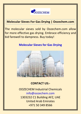 Molecular Sieves For Gas Drying | Oozechem.com