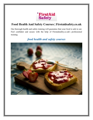 Food Health And Safety Courses  Firstaidsafety.co.uk