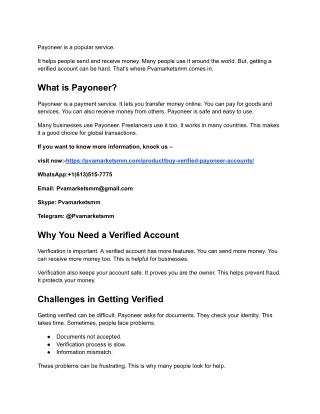 Buy A Verified Payoneer Account