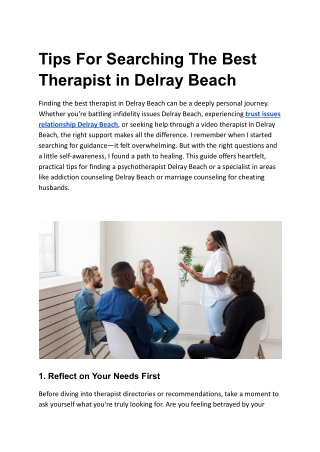 Tips For Searching The Best Therapist in Delray Beach