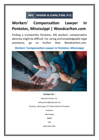 Workers' Compensation Lawyer In Pontotoc, Mississippi  Woodcarlton.com
