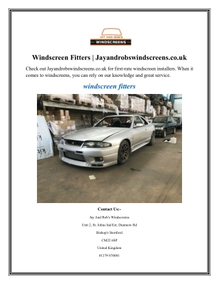 Windscreen Fitters  Jayandrobswindscreens.co.uk