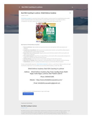 In the Best NDA Coaching in Lucknow 2025