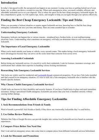 Finding the Best Cheap Emergency Locksmith: Tips and Tricks